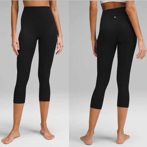 lululemon athletica Pants - Lululemon Align Ribbed High-Rise Crop 23" leggings size 8 in black nulu yoga